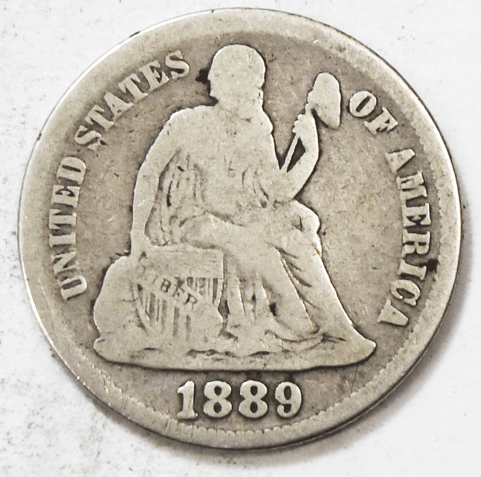 1889 10c Seated Silver Dime Ten Cents Philadelphia