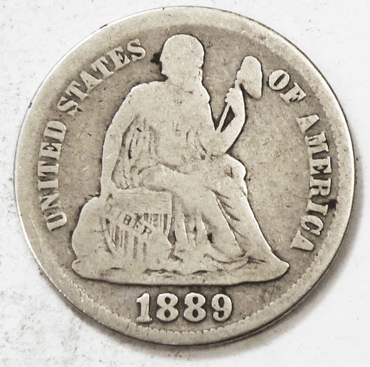 1889 10c Seated Silver Dime Ten Cents Philadelphia