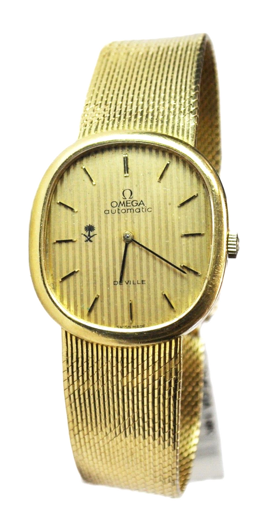 1973 Omega 711 Automatic De Ville 24J Saudi Arabia Dial 18k 29mm Mesh 7.75" 8382
