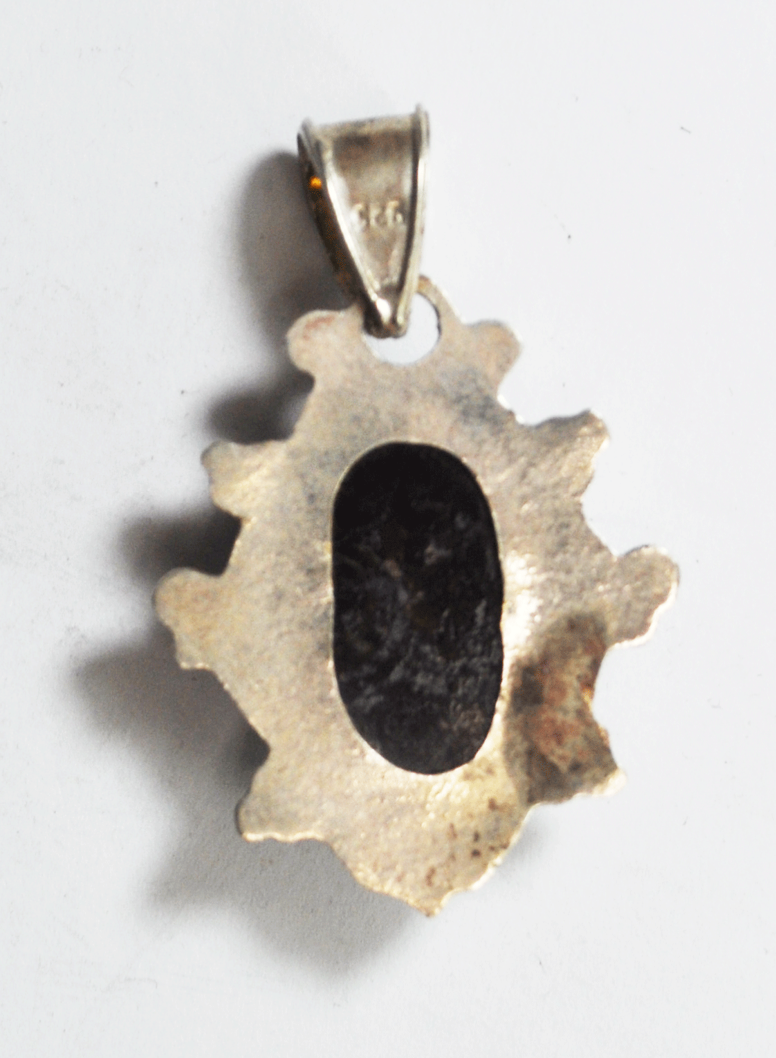 Vintage Sterling Oval Dark Purple Charoite Pendant Dot Halo Ellipse 2" x 31mm