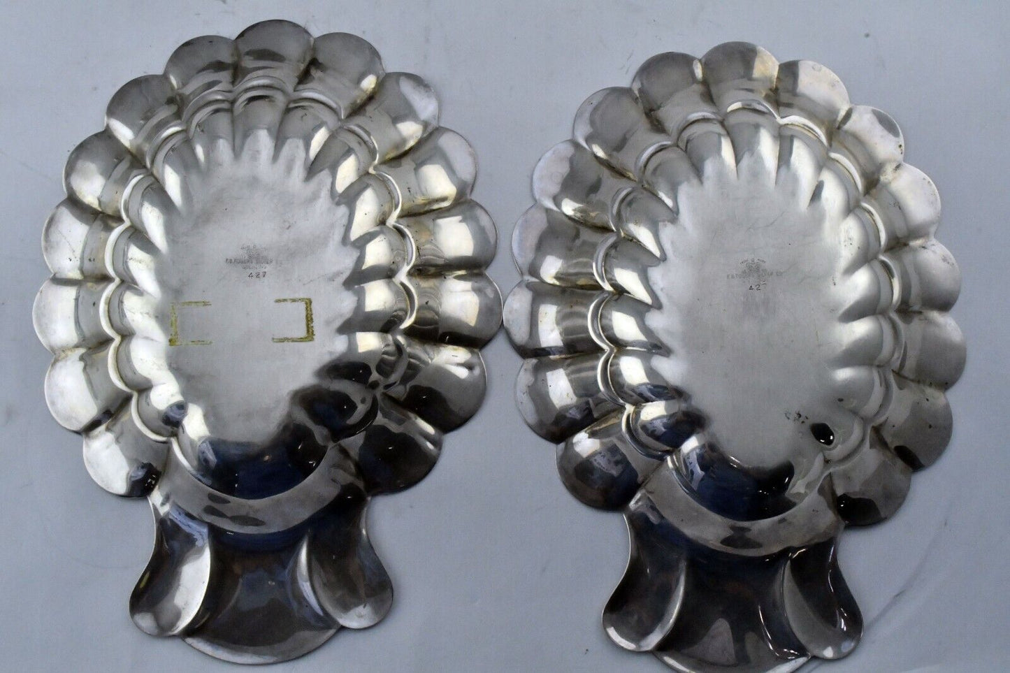 Set of 2 F.B Rogers Silver Co.8 1/4" Sterling Silver #427 Shell Dishes 9.6oz