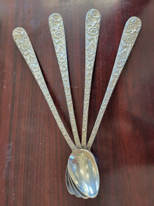 Repousse by Kirk & Sons Sterling Silver 7 1/2" Iced Tea Spoons 4.8oz.