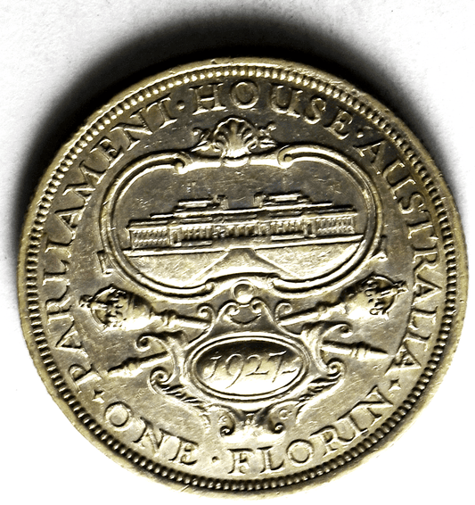 1927 M Australia Florin Two Shillings Silver Coin Rare KM#27 XF