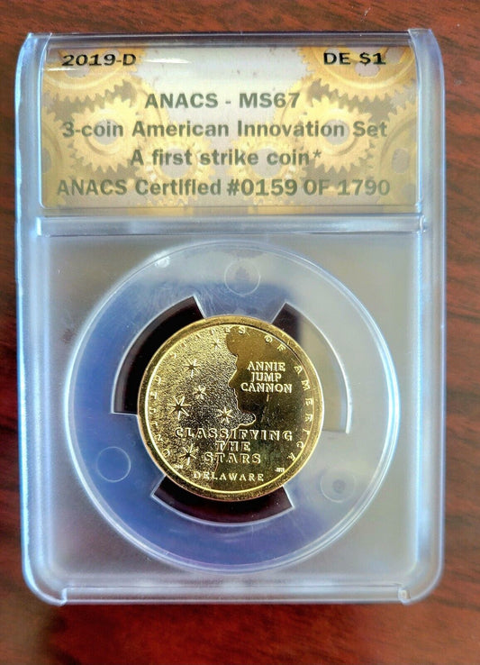 2019 D Innovation Dollar Delaware Classifying the Stars MS67 ANACS First Strike