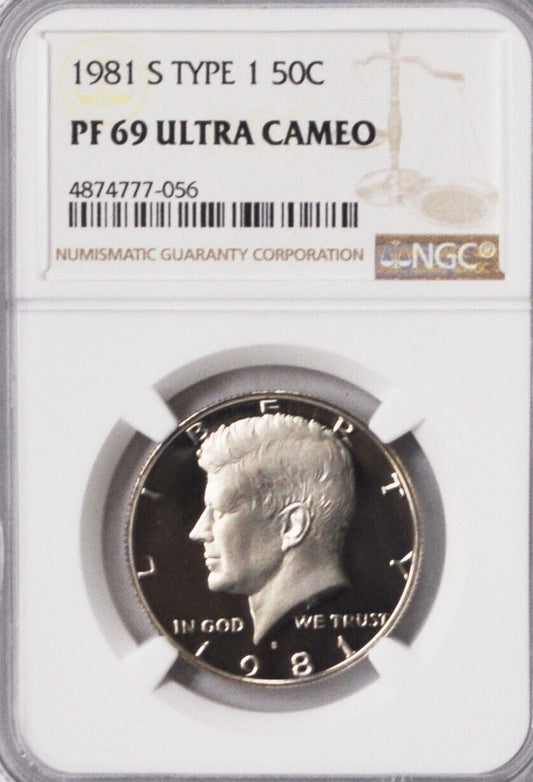 1981 S 50c Kennedy Half Dollar NGC PF69 Ultra Cameo Proof San Francisco Type 1