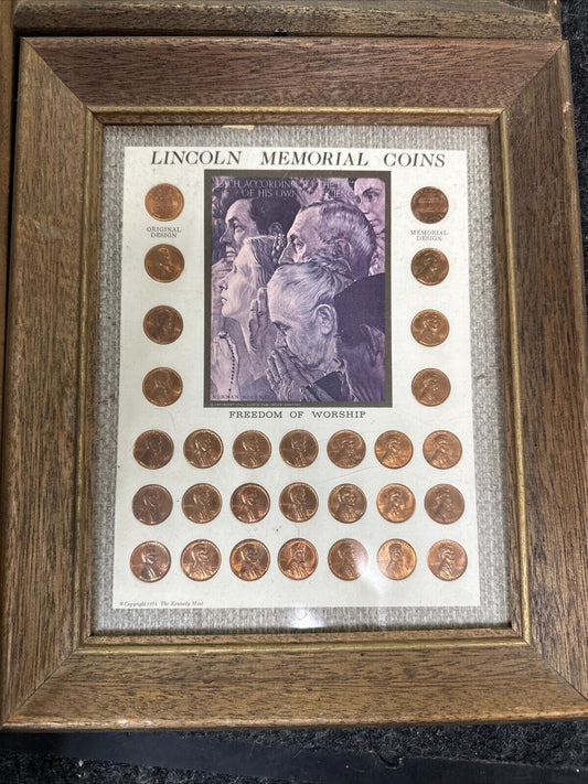 1974 Lincoln Memorial Coins-Freedom of Worship-The Kennedy Mint framed