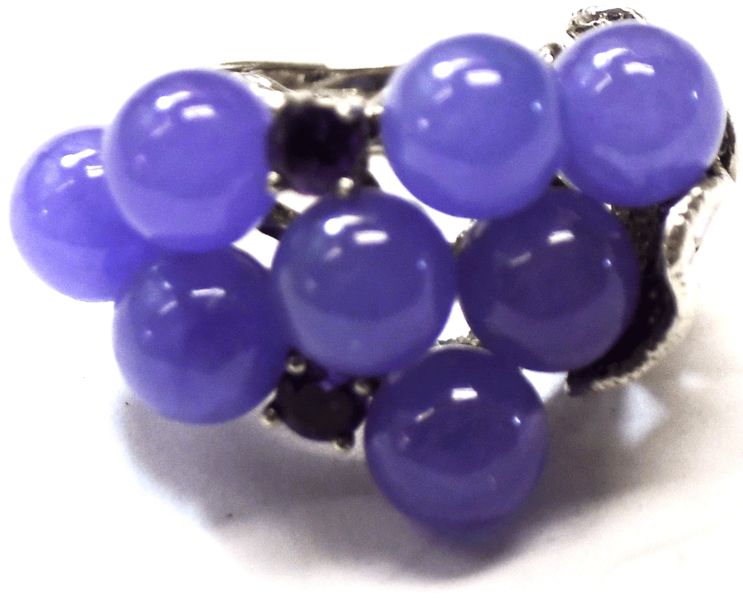 Sterling Silver Round Amethyst Ball Grape Cluster Vine Ring 21mm Size 6