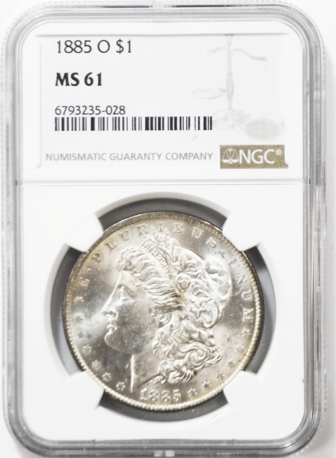 1885 O $1 Morgan Silver One Dollar NGC MS61 New Orleans Uncirculated