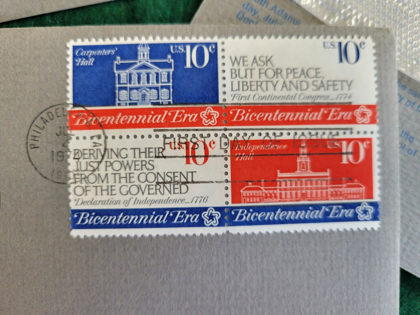 1974 Bicentennial First Day Cover Commemorative Medal Coin & Stamps John Adams