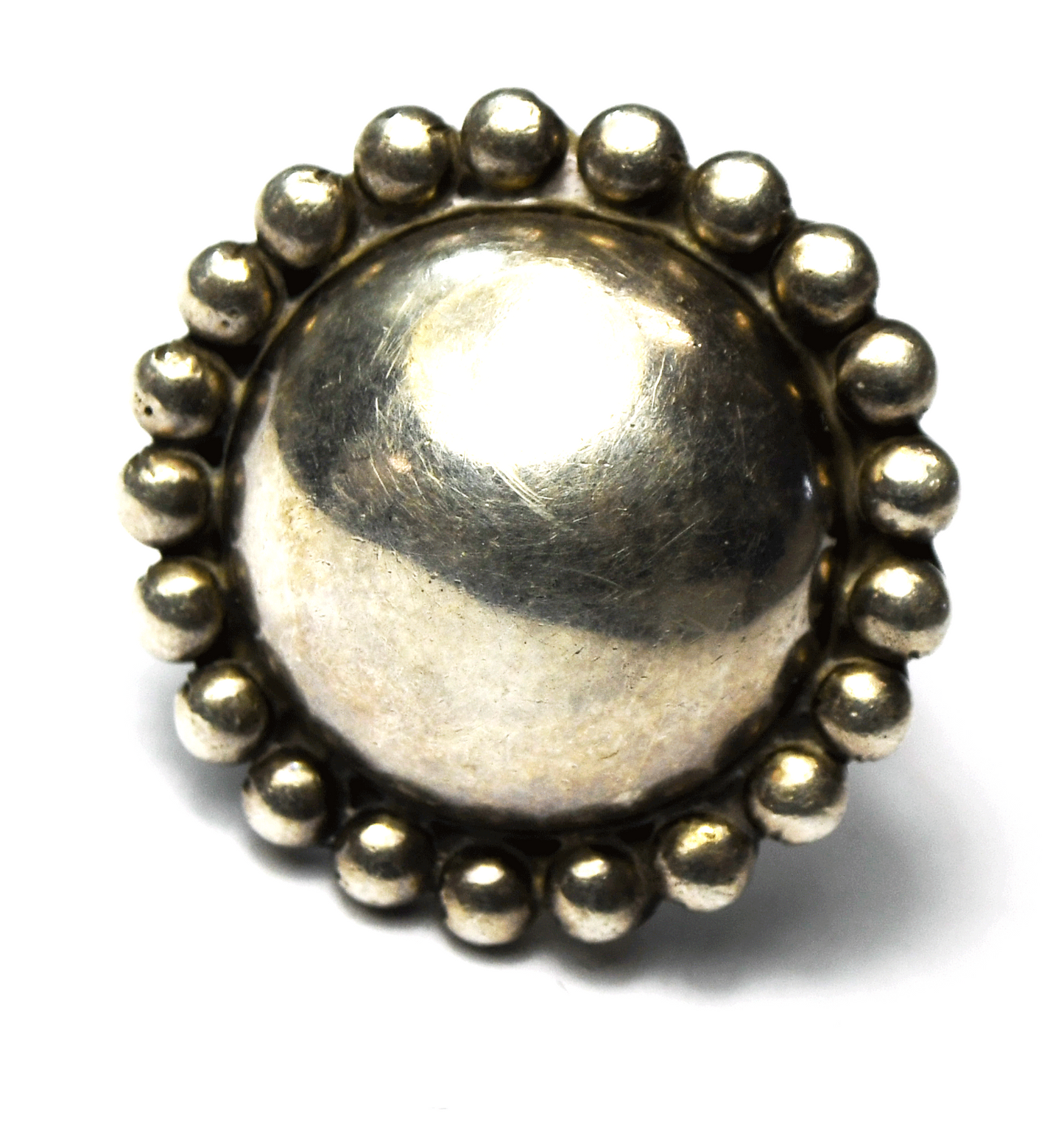 Sterling Silver CFJ Round Dot Halo Domed Flower Ring 26mm Size 7