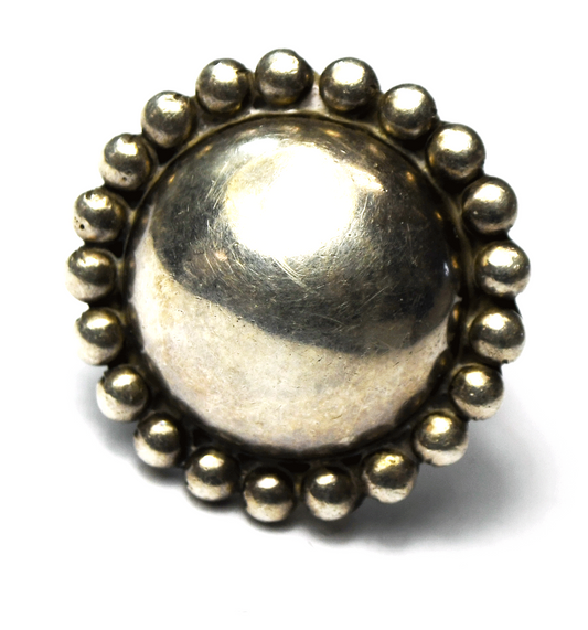 Sterling Silver CFJ Round Dot Halo Domed Flower Ring 26mm Size 7