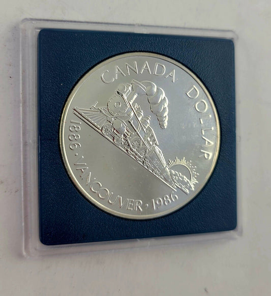 1886-1986 Canada Commemorative Silver Dollar Vancouver Centennial .375 ASW