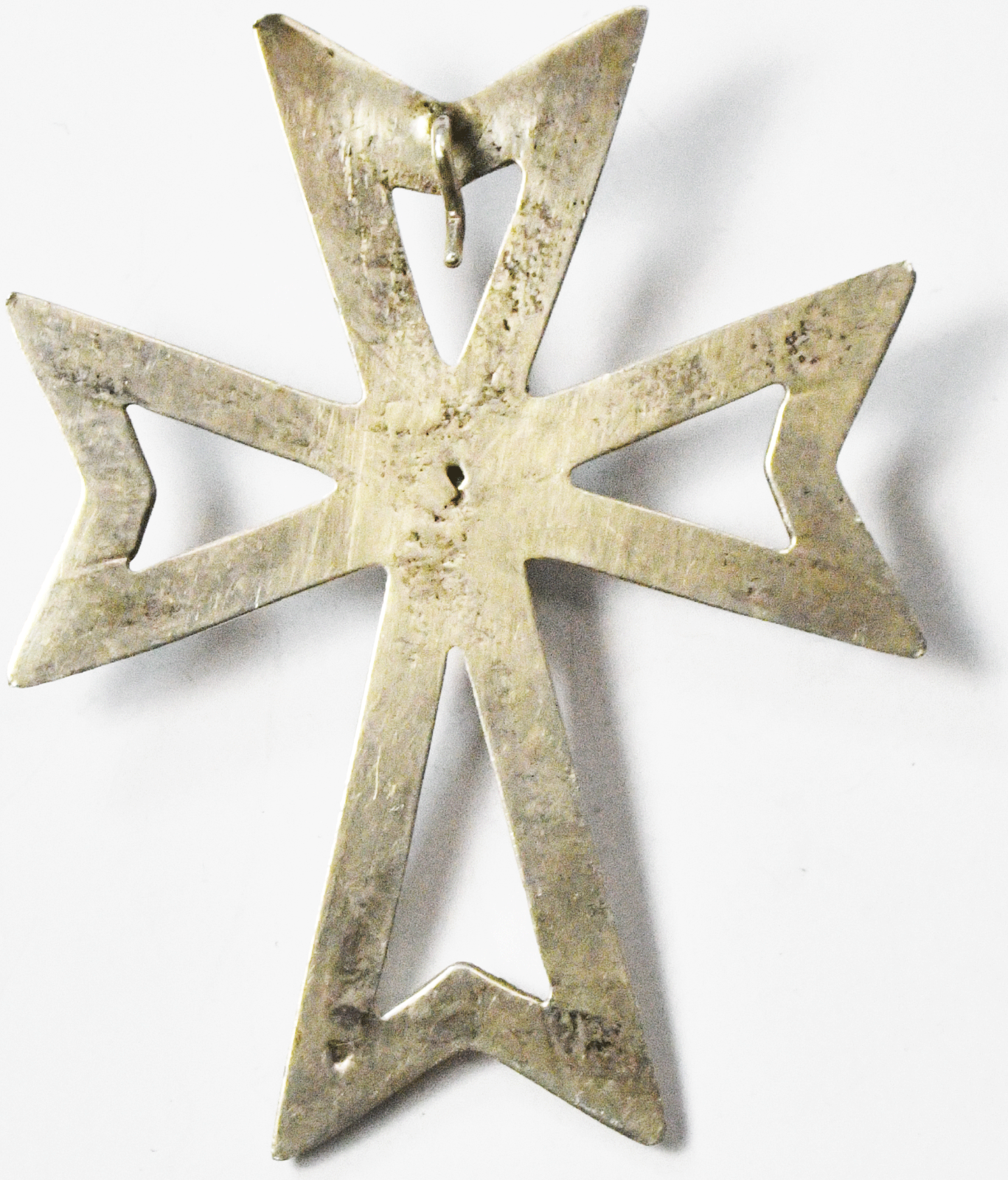 Antique Sterling Silver Sand Cast Large Turquoise Cross Clip 74mm x 58mm