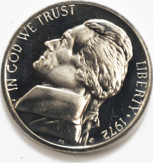 1972 S 5c Jefferson Proof Nickel Five Cents Uncirculated From Proof Set