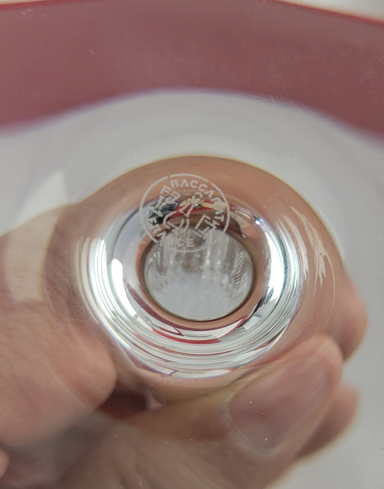 Baccarat Crystal 9 5/8" tall Grand Bordeaux Wine Glasses Set of 2 signed Boxed