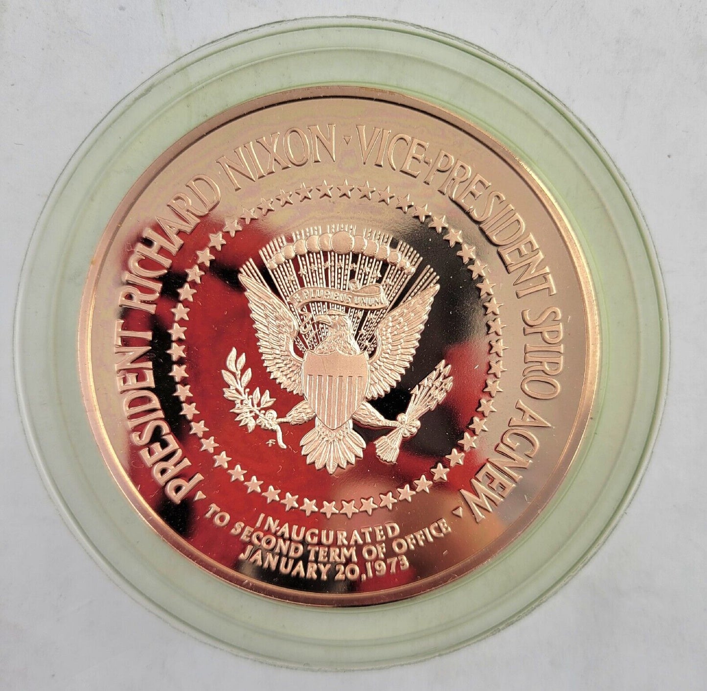 1973 President Richard NIXON / AGNEW INAUGURAL BRONZE PROOF MEDAL Franklin Mint