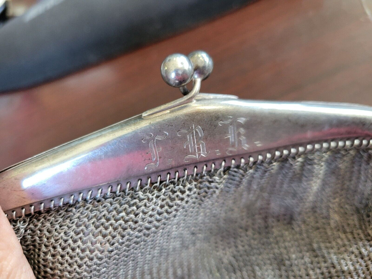 Geschutzt Sterling Silver Mesh Link Purse Germany Vintage Monogrammed 4.5oz