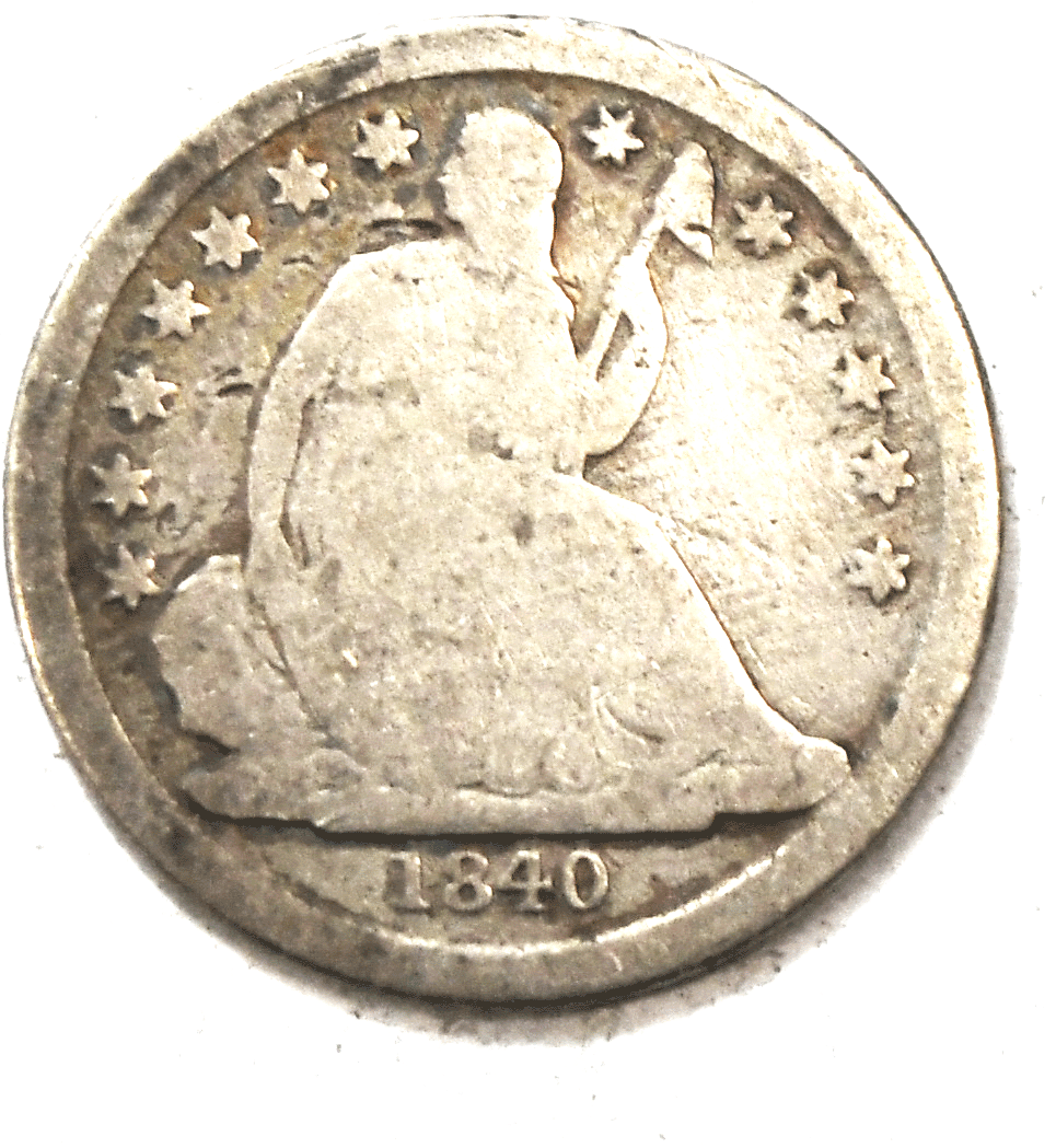 1840 O 10c Seated Silver Dime Ten Cents New Orleans Large O No Drapery
