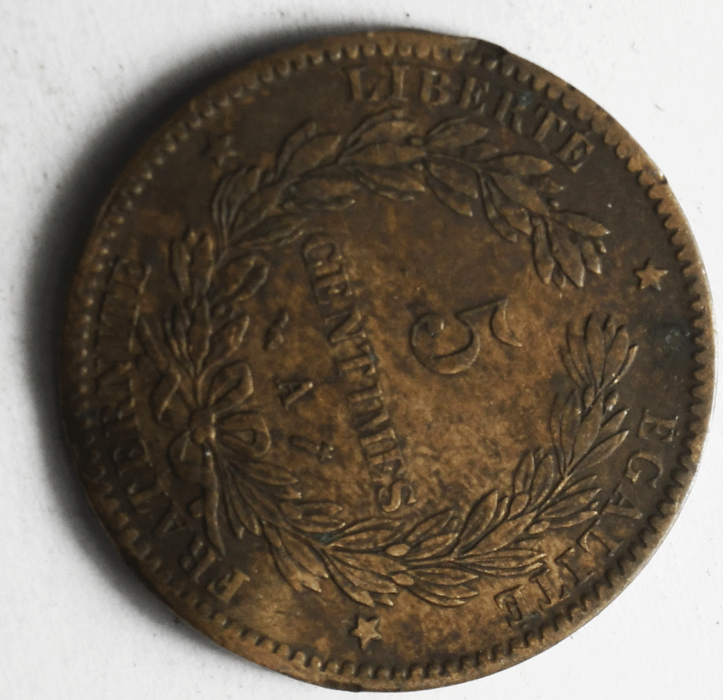 1889 A France 5 Five Centimes KM# 821.1 Bronze Coin