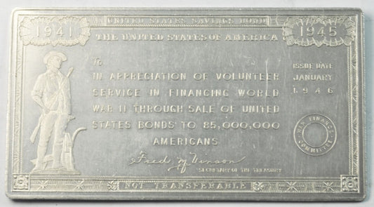 1946 WWII War Bond Appreciation Aluminum Plaque 3-3/8"