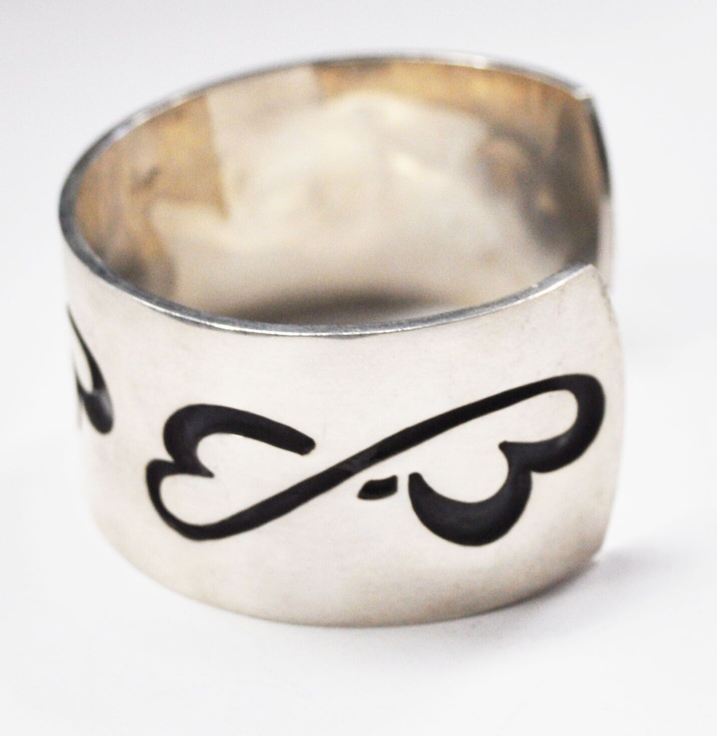 Mexico 950 Silver Designer Signed BB 29mm Wide Cuff Bracelet 7" Wrist