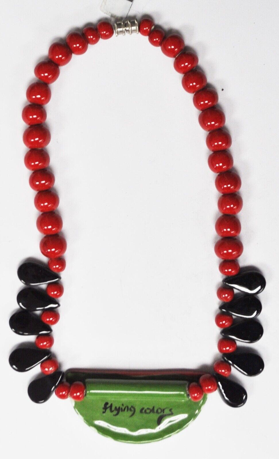 Flying Colors Watermelon Seed Slice Ceramic Bead Necklace 32mm 17"