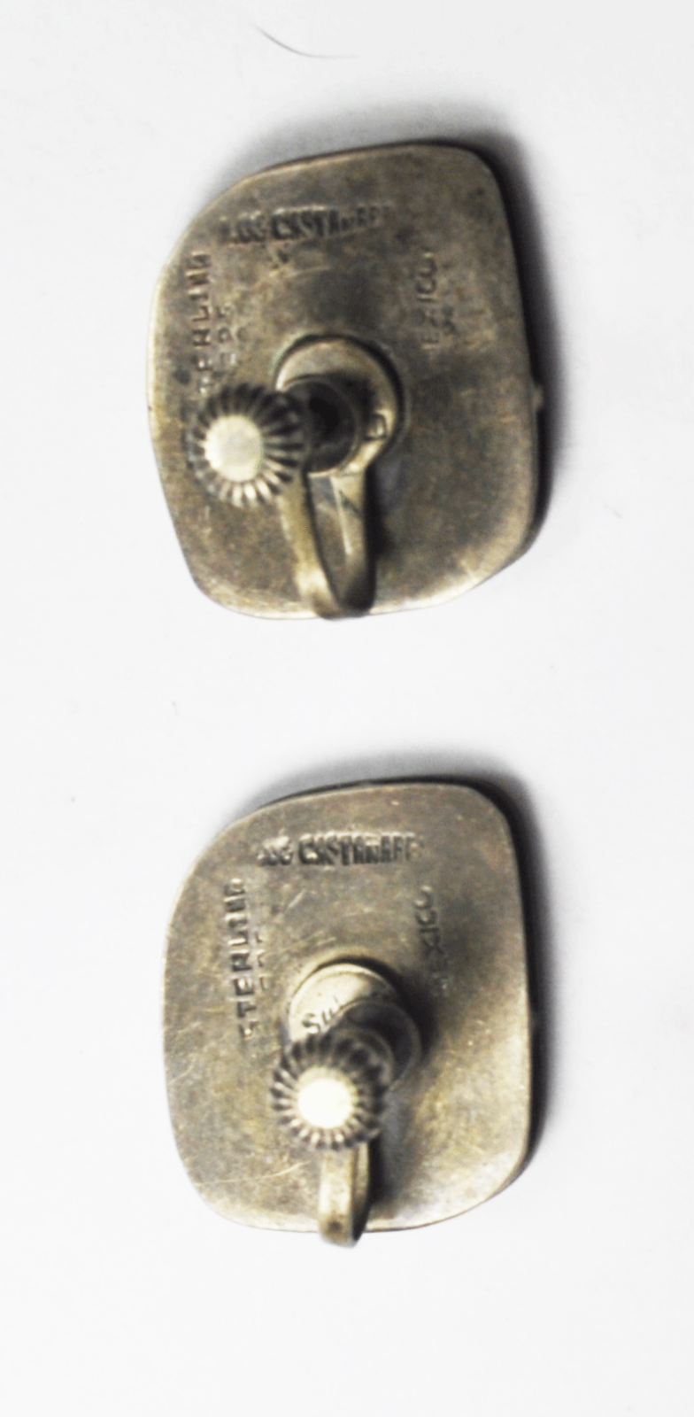 Sterling Mexico Los Castanare Screw Back Clip On Earrings Archer Cut Out 20x23mm