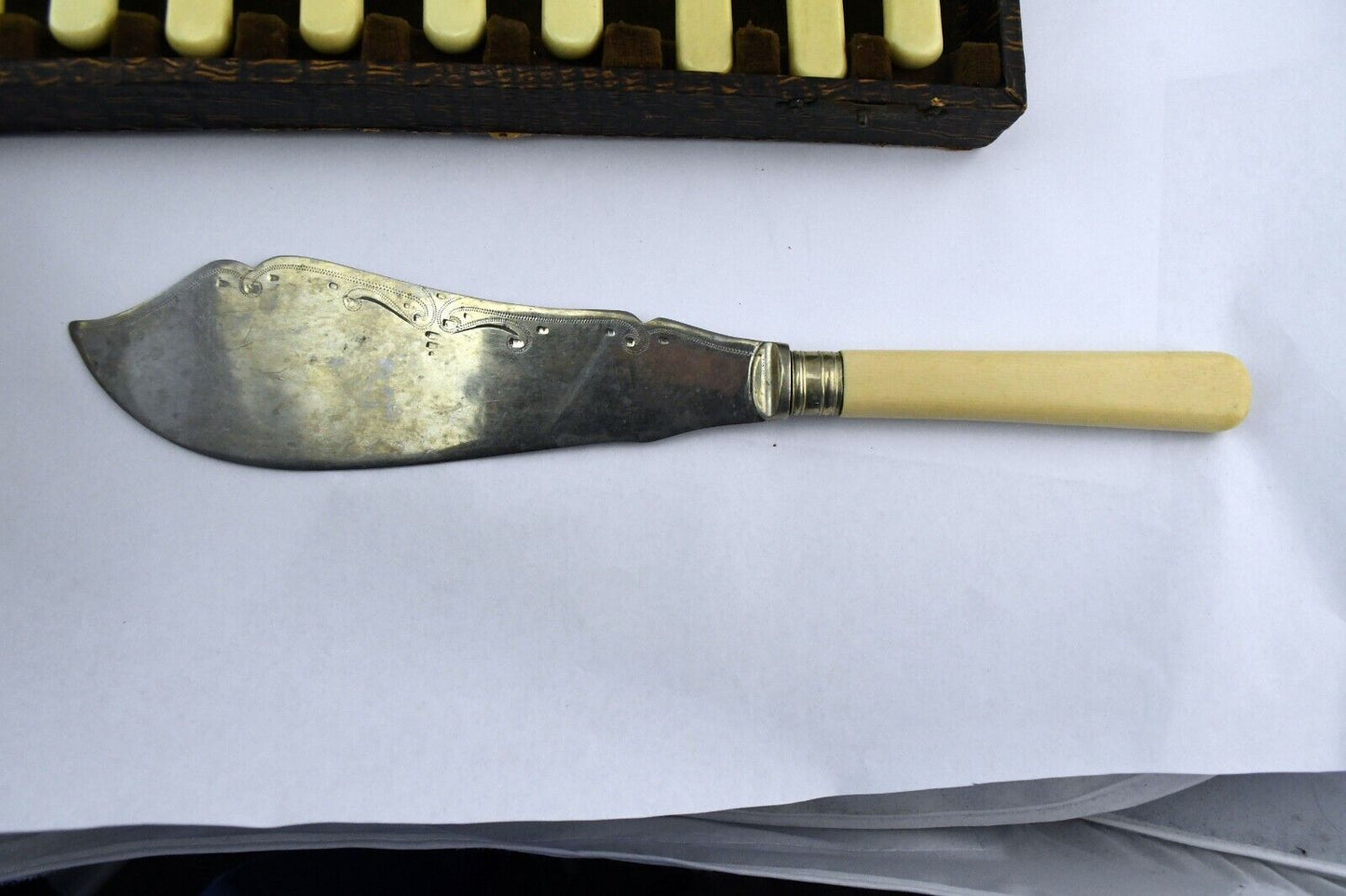 6 Place Setting EPNS England Set w/Serving Fish Utencils Silver Plate Boxed