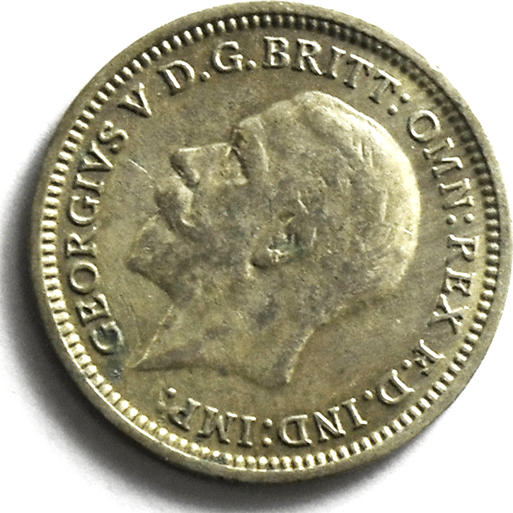 1935 Great Britain 3 Pence Silver Coin KM# 831