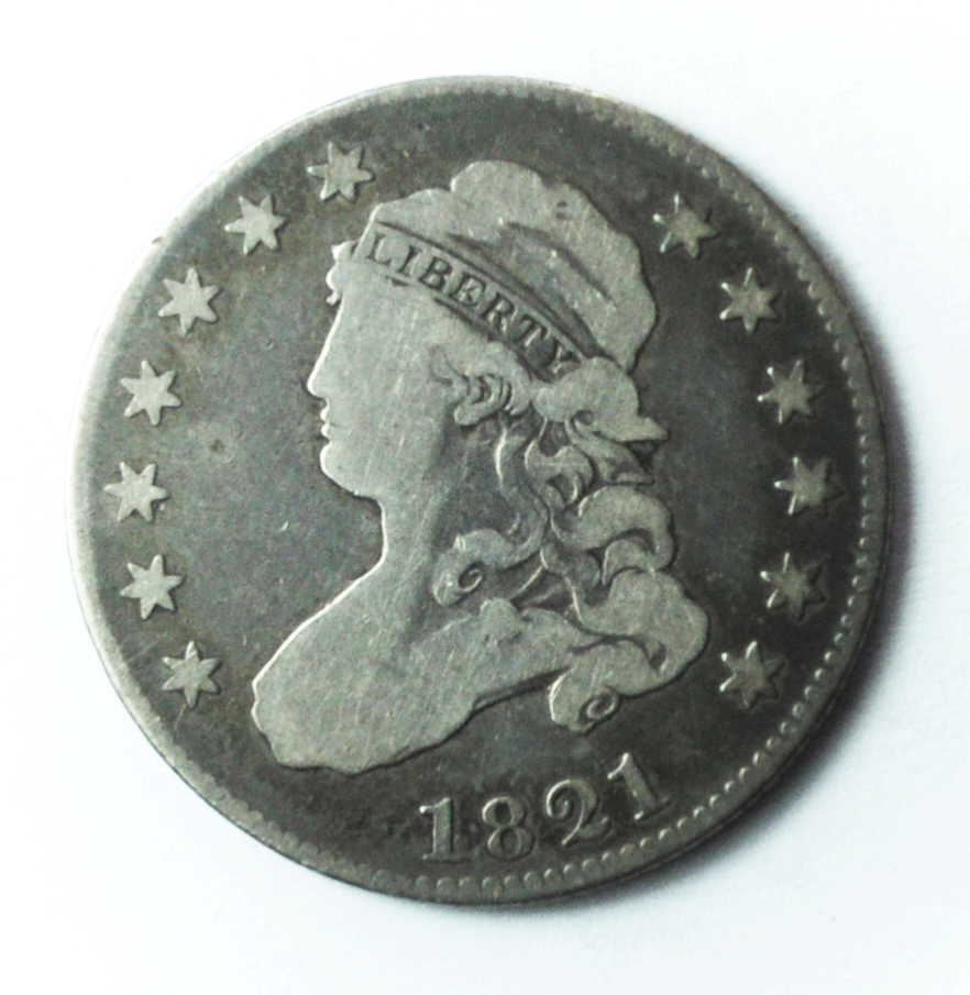 1821 25c Capped Bust Quarter Dollar Twenty Five Cents Philadelphia B-4 Clashed