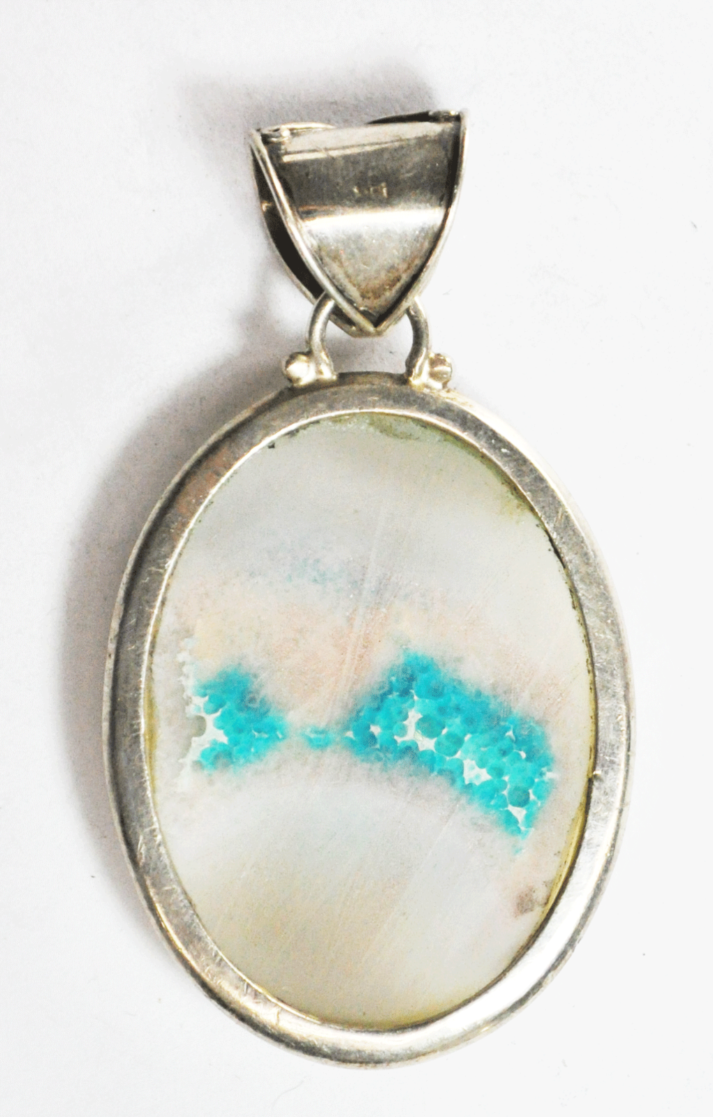 Sterling Silver Druzy Lace Agate Large Oval 10mm Bale Pendant 38mm x 64mm