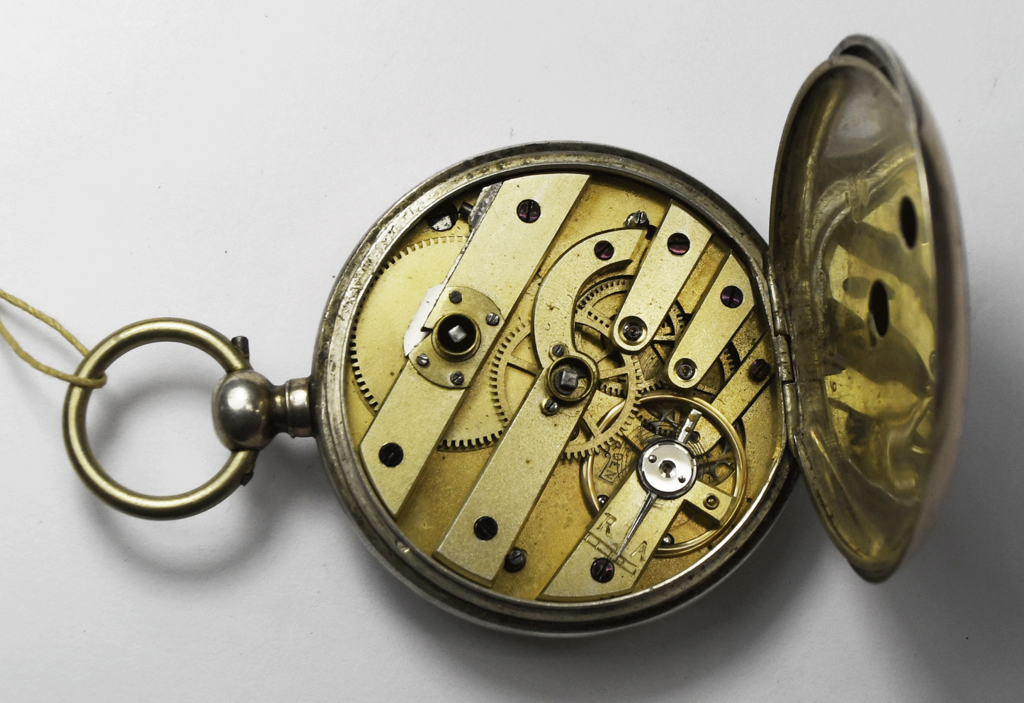 Swiss 800 Fine Two Tone 47mm Pocket Watch Blue Enamel Dial Not Running