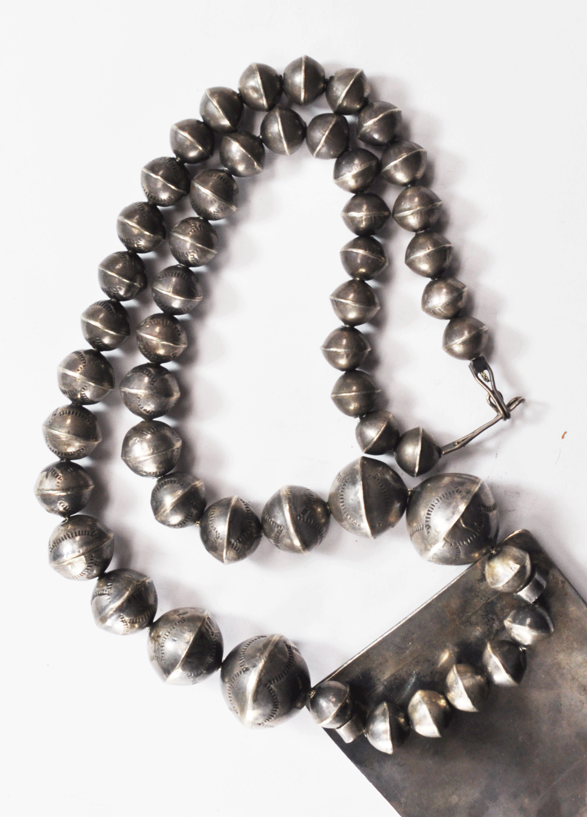 Sterling 26" Handmade 11-23mm Bead Coral Turquoise 4-1/8" x 2-1/2" Pendant