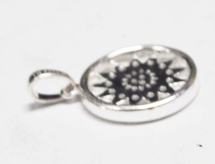 Sterling Silver Cartwheel CZ Sun Round Pendant 25x17mm