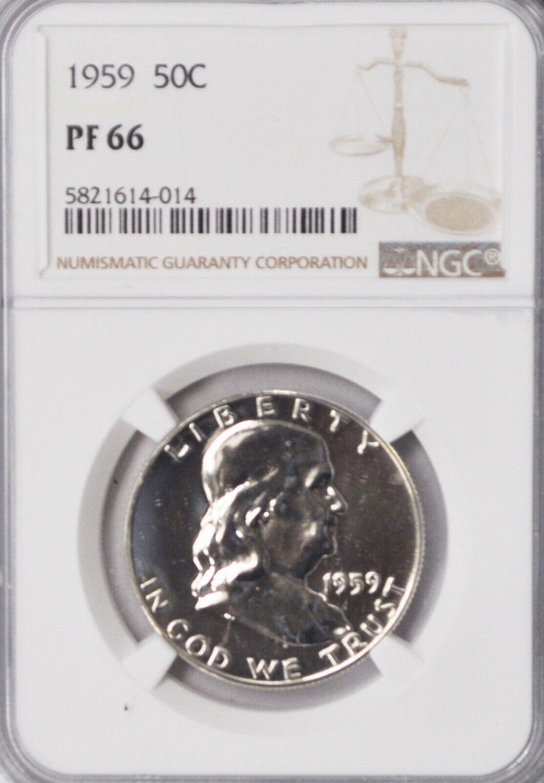 1959 50c Franklin Half Dollar Proof Silver Fifty Cents NGC PF66 Gem Unc
