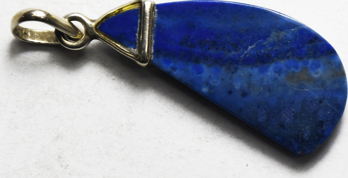 Sterling Silver Blue Sodalite Slice Pendant 40mm x 14mm