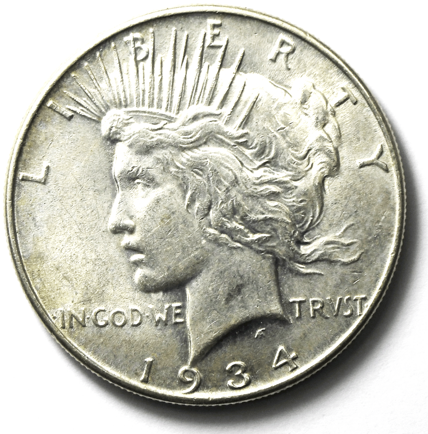 1934 $1 Peace Silver One Dollar US Philadelphia AU