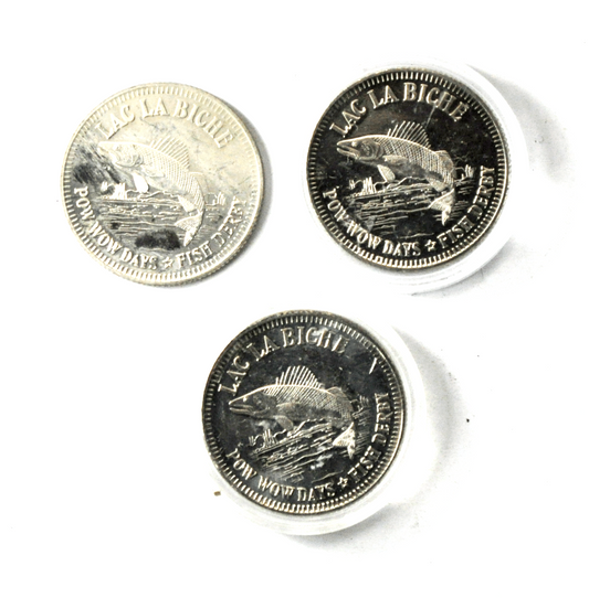 1983 84 & 86 $1`Canada Trade Dollars 34mm Lac La Biche Pow Wow Days