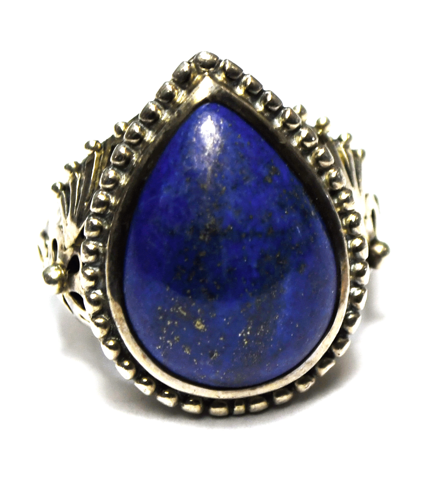 Sterling Silver Doug Paulus Blue Lapis Teardrop Ring 25mm Size 10