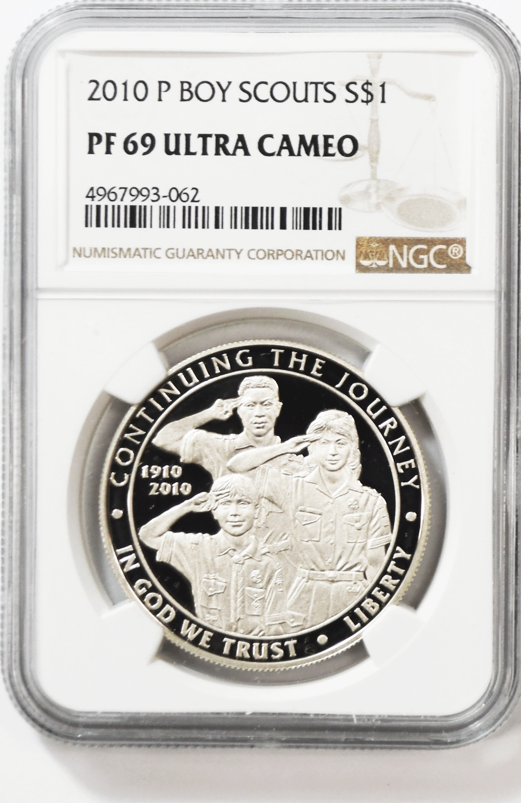2010 P $1 Boy Scouts Commemorative Silver One Dollar PF69 UC NGC