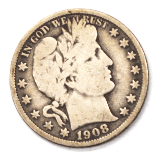 1908 O 50c Barber Silver Half Dollar Fifty Cents US New Orleans
