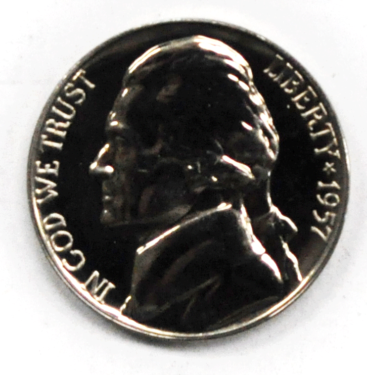 1957 5c Jefferson Proof Nickel Five Cents Gem Uncirculated