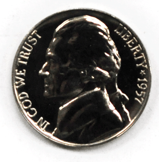 1957 5c Jefferson Proof Nickel Five Cents Gem Uncirculated
