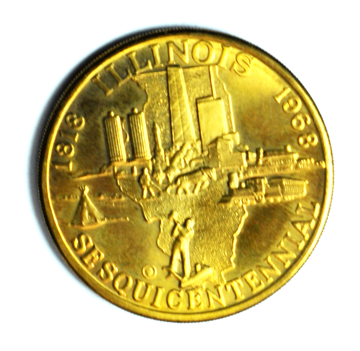 1968 Illinois Sesquicentennial Medal State Seal 39mm