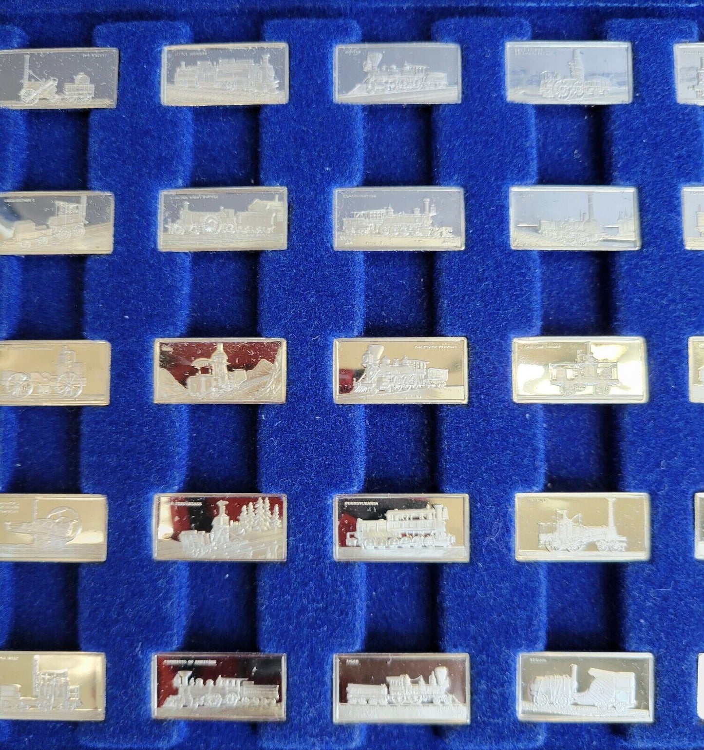 50pc. International Locomotive Miniature Sterling Bar Collection Franklin Mint