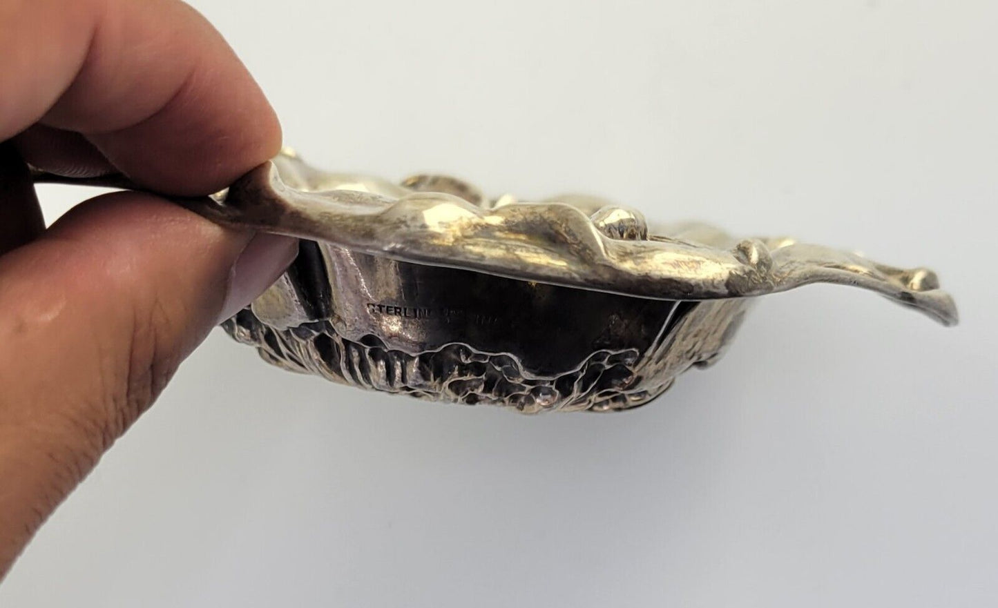 1880s Mauser Poppy Sterling Silver 5 1/2" Hand Wrought  Repoussee Dish 2.4oz.