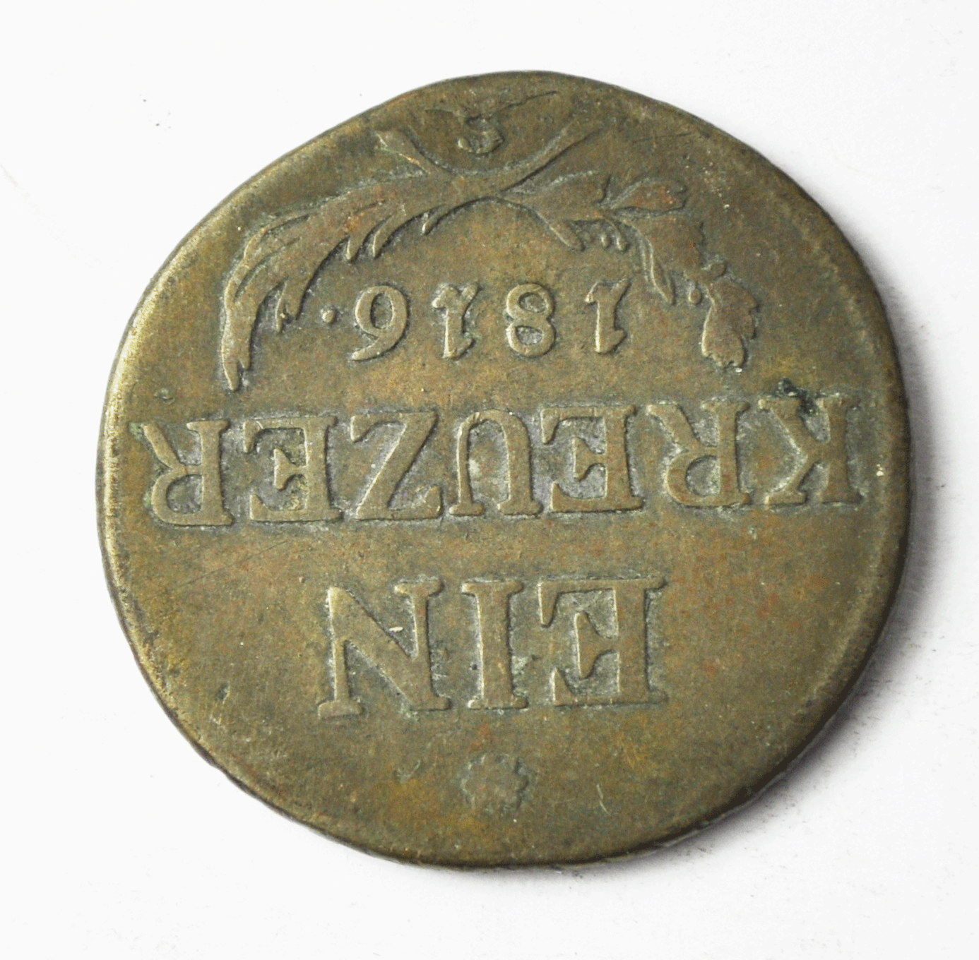 1816 S Austria One Kreuzer Copper Coin KM# 2113
