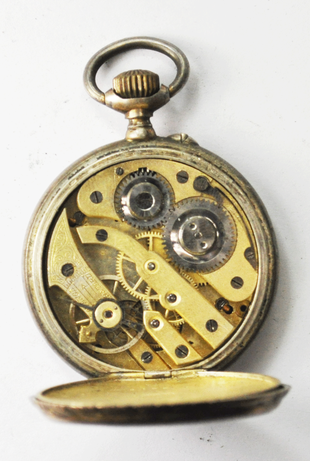 Swiss Cylindre 10R 800 Silver Colorful Dial OF Not Running Pocket Watch 43mm