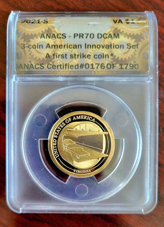 2021 S Innovation Dollar Virginia PR70 DCAM ANACS First Strike