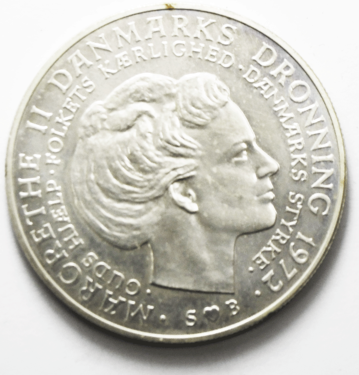 1972 Denmark 10 Ten Kroner Silver Coin KM# 858